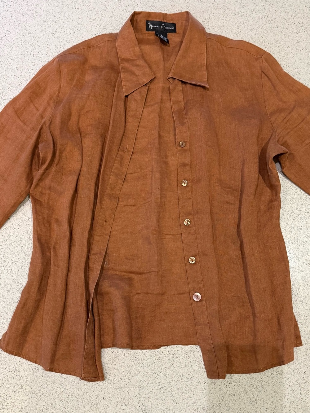 Neiman Marcus Linen Shirt in Rust Brown